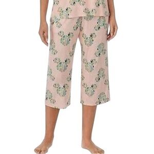Disney Women’s Mickey Mouse Drawstring Waist Print Capri Pajama Pants Bottom L